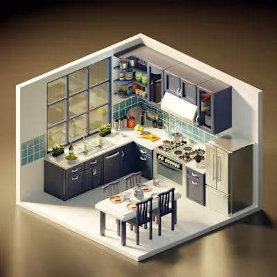 3D Isometric Room/Scene