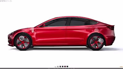 Tesla Model 3 interactive 3D configurator in a white-plane e...