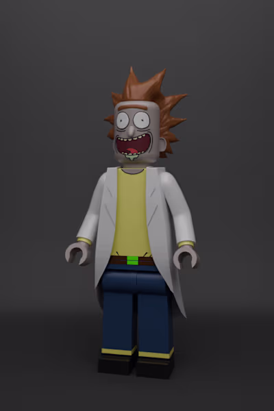 Custom Rick Sanchez LEGO-style 3D Model Design