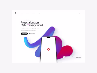 Wave - AI Transcription Tool | 0 → 1 Website