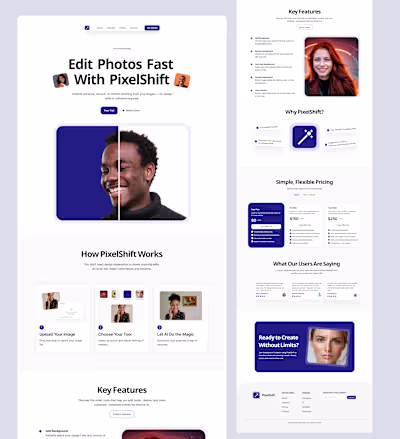 Pixelshift Landing Page Design