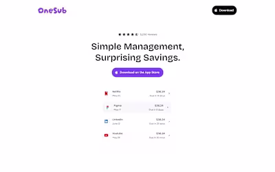 Onesub Landing Page