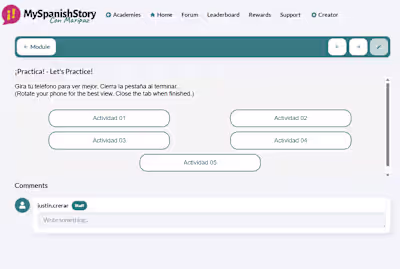 Responsive HTML Activity Launcher for My Spanish Story