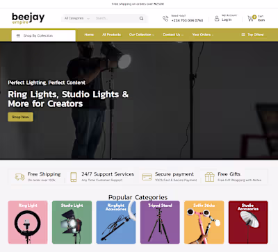 Beejay Empire. A sleek e-commerce site