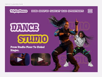 Landing page design for triple 7 dance