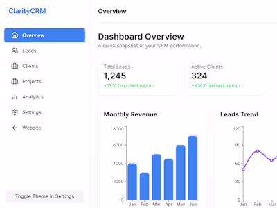 ClarityCRM — Client & Team Management Dashboard