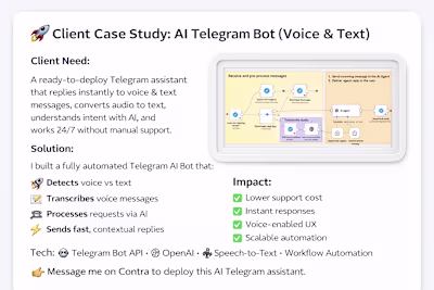 🚀AI Telegram Bot (Voice & Text) Client Need: A ready-to-dep...