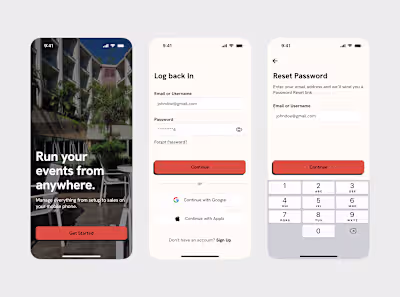 Onboarding + Auth screen design