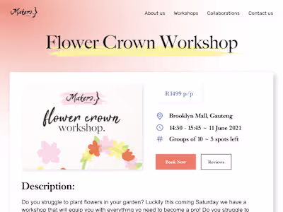 Makers Workshops website design