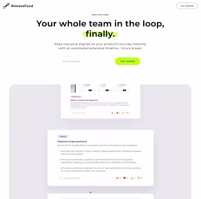 Release Feed - Website design & Framer development