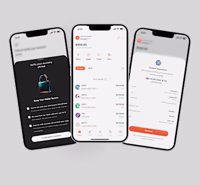 Crypto mobile app interface design