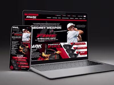 KRANK GOLF PRIMARY WEBSITE | 2022 | Hand-Coded, Web Page Design