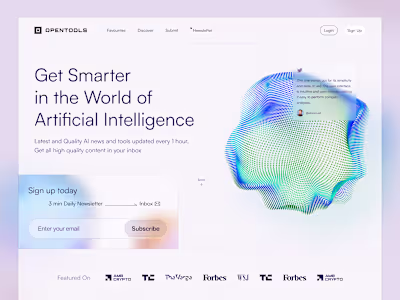 Opentools Newsletter Landing Page UI