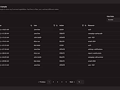 A filterable, sortable, paginated logs viewer
