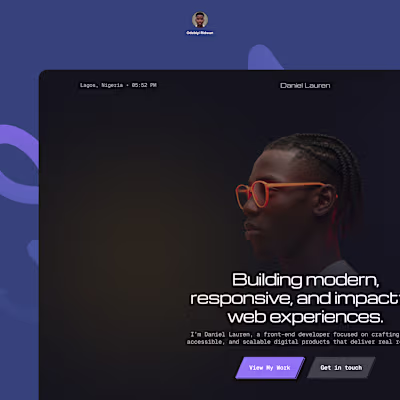 Sneak peak of a hero section for a Frontend developer's port...