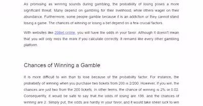 What Are The Chances Of Winning And Losing A Bet