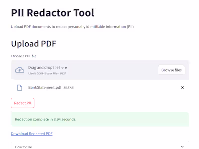 PDF PII Redactor Tool Development