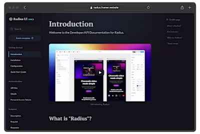 Radius UI Documentation Template Design