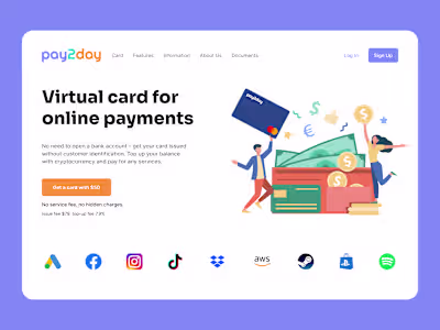 Pay2day Virtual Card Landing Page