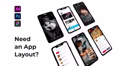 I will design your creative app layout editable in xd or figma