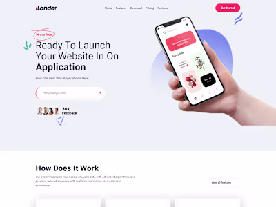 App Launching Landing page Design