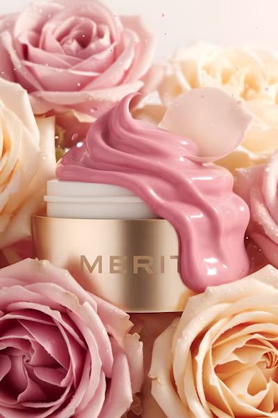 Merit Cream Blush A premium macro shot where the Merit cream...