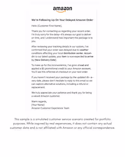 Resolving a Delayed Amazon Order via Email