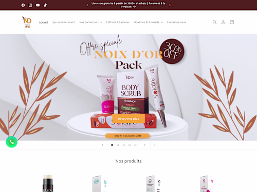 NoixdOr.com Shopify Store Optimization & Branding