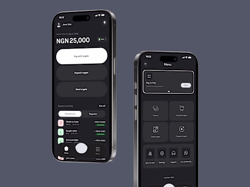 Crypto payment mobile application - Duffle