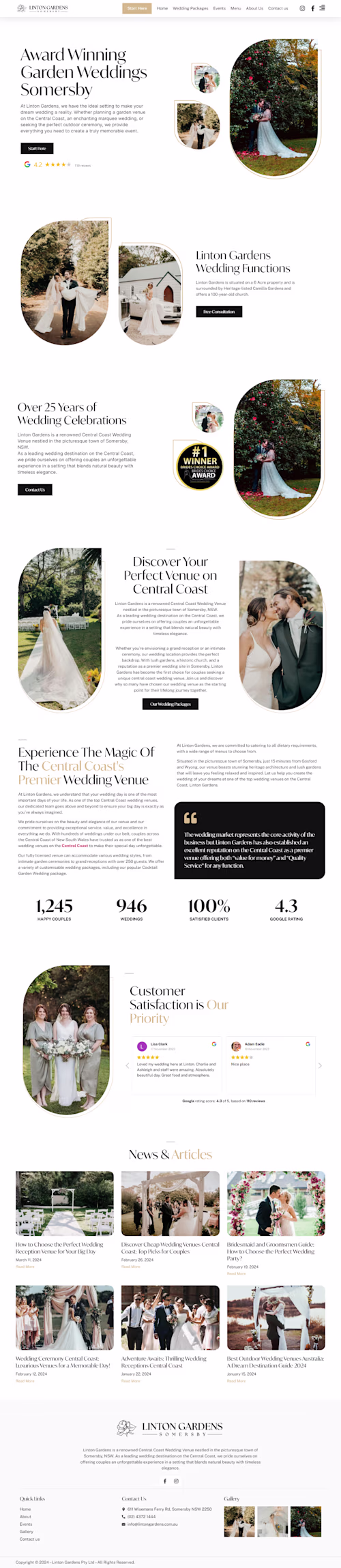 Linton Garden Wedding Planner Website Design