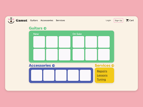 Gamut Guitars - Website Layout