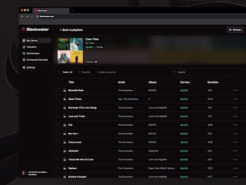 Blackwater  - Web app design