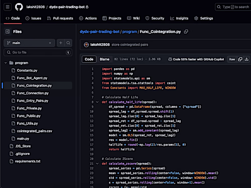 DYDX Pairs Trading Bot