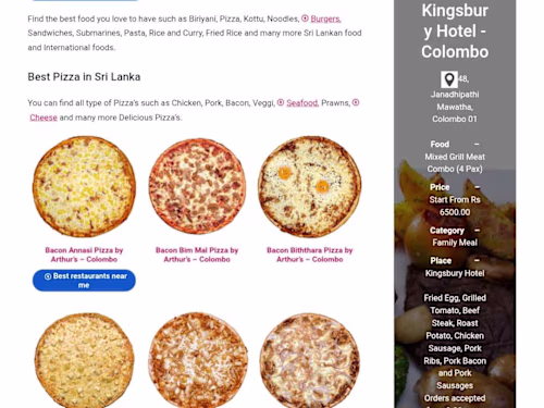 Content Creation for Sri Lanka Food