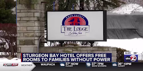 Sturgeon Bay hotel opens its rooms for families without power