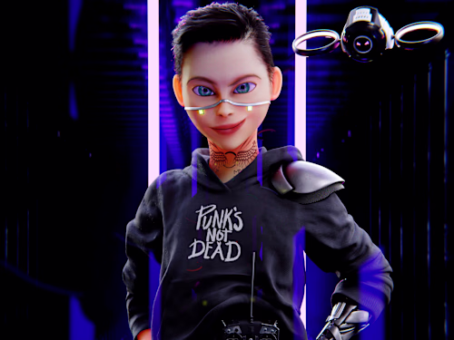 Stylized cyberpunk boy