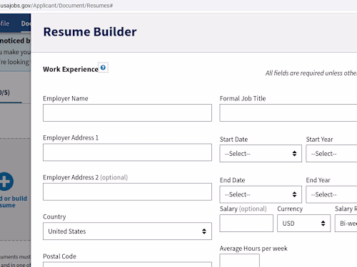 Standout Federal Resume in USAJOBS builder