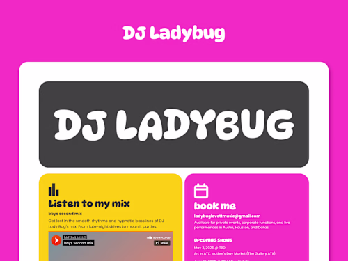 DJ Ladybug Landing Page Design and Build