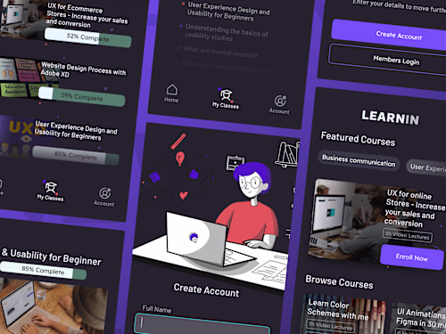 Dark theme App UX UI Design + Design System
