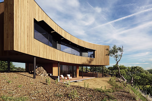 3D Exterior Rendering of a Minimalist House