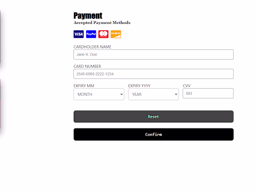 Credit Card Checkout Form