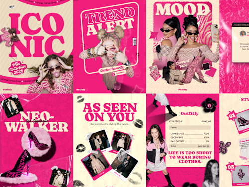 PINK NOISE: Brutalist Social Media Kit (Canva + Figma)