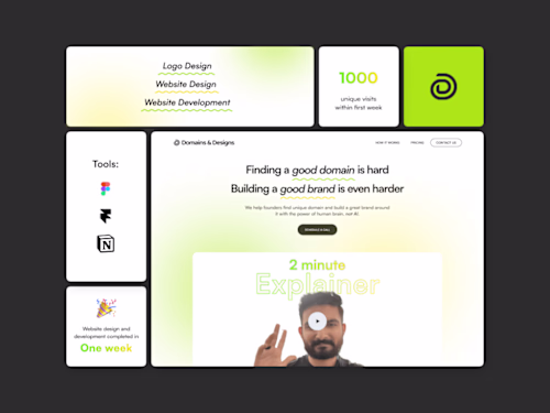 Crafting the Identity for Domains and Designs: Landing page