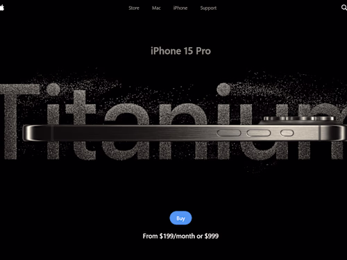 iPhone 15 Pro landing page