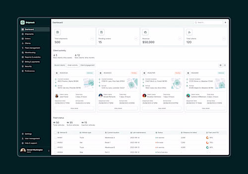 Shiptrack: Shipment Management Web App SaaS Dashboard
