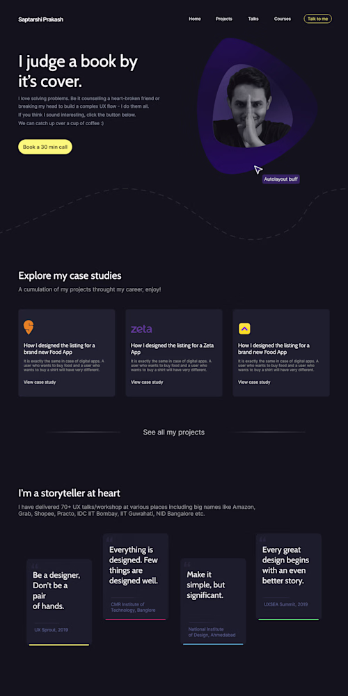 Landing Page Design for Saptarshi Prakash