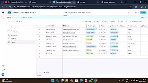 Client Onboarding Tracker🙌 