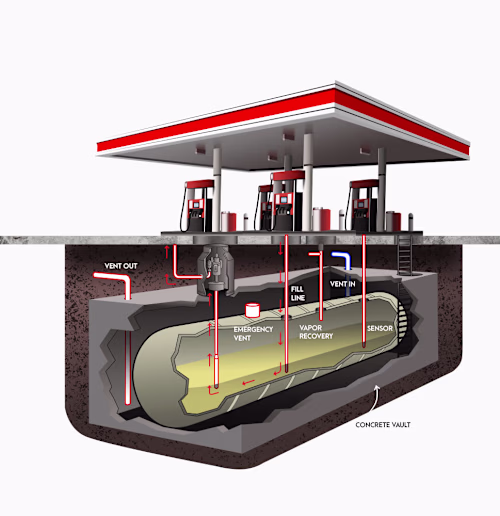 Vector-based illustrations depicting the fuel