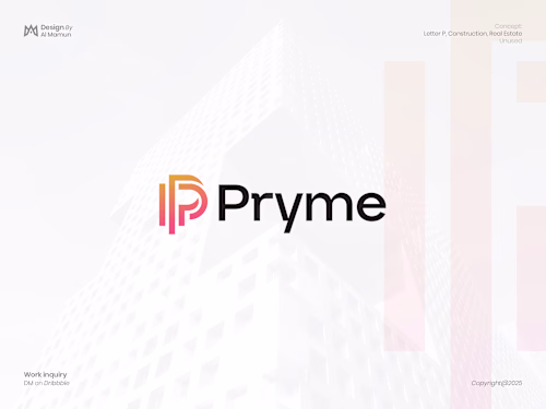 Letter P, Real Estate, Construction, Architecture Logo