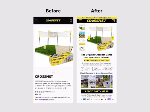 Shopify Product Page for Sporting Goods Store